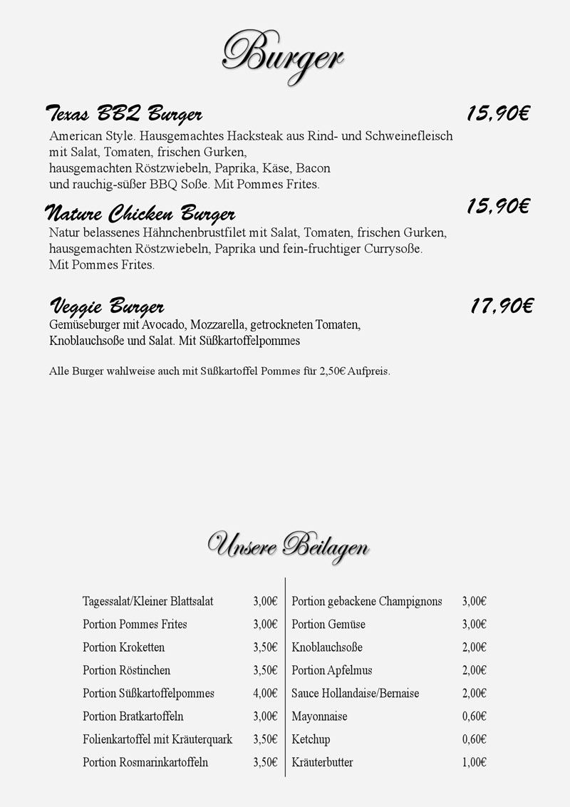Speisekarte Gasthaus Kock-Geers
